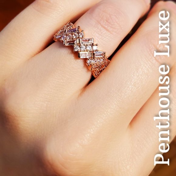 FINAL RESTOCK!! Rose Gold Slanted Diamond Band - Picture 3 of 5